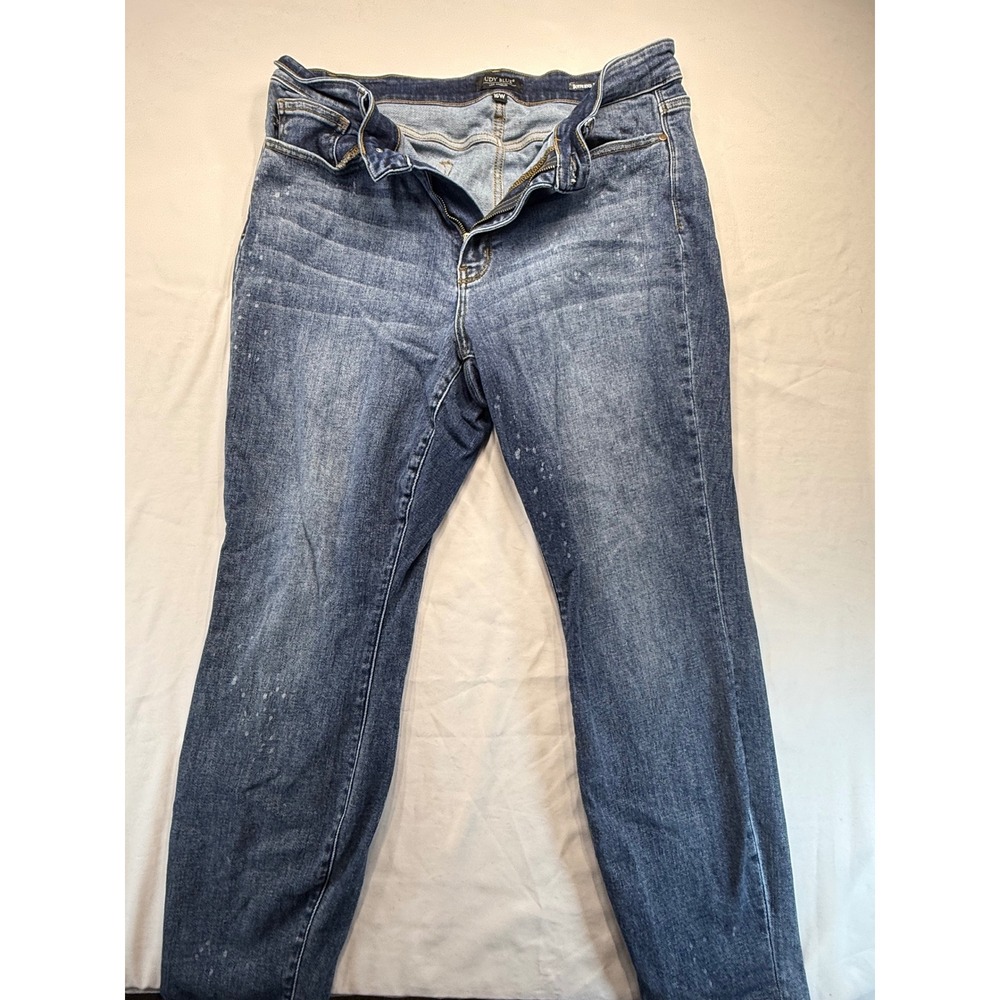 Judy Blue Womens Boyfriend Fit Jeans Size 16W Medium Wash Bleach Splatter Denim